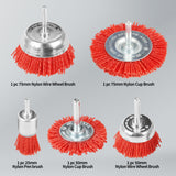 5 Pack Nylon Filament Abrasive Wire Brush Wheel & Cup Brush Set with 1/4 Inch Hex Shank
