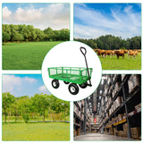 AAIN 400 lbs Heavy-Duty Garden Cart,10 Inch Wheels and 180° Rotating Handle, Dual-Wheel Home Utility Yard Wheelbarrow, All-Terrain Transport for Yard Work, Landscaping, and Hauling, Green