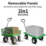 AAIN 400 lbs Heavy-Duty Garden Cart,10 Inch Wheels and 180° Rotating Handle, Dual-Wheel Home Utility Yard Wheelbarrow, All-Terrain Transport for Yard Work, Landscaping, and Hauling, Green