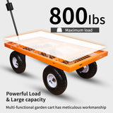 AAIN 800 lbs Metal Garden Cart, Heavy Duty Garden Wagon with Removable Steel Mesh Sides, Utility Yard Carts with 180° Rotating Handle with 10 inch Wheels, 4cu.ft Load Capacity Outdoor Wagons