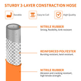 AAIN Garden Hose 5/8 in. x 50 ft, Heavy Duty Hybrid Garden Lead-Free Water Hose with 3/4in Male & Female Solid Brass Fittings, 150 PSI, Kink Resistant, All-Weather Flexible Rubber Hose for Backyard