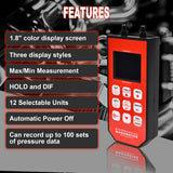 Aain Digital Manometer Gas Pressure Tester, Vacuum Digital Air Pressure Gauge, All Purpose Gas Leak Detector, 1.8-inch Color Display, High-Precision Differential Sensor.