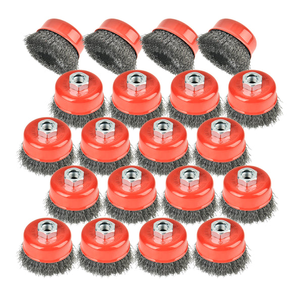 20piece 3 Inch Crimped Wire Cup Brush, Wire Cup Set For Grinders, 5/8