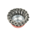 Aain AA018 3 inch Twisted Knotted Cup Brush with 5/8"-11 Threaded Arbor for Angle Grinder 2 pack