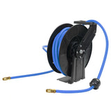 Aain AA039 Premium Heavy-Duty 3/8 in x 50 ft Air Hose Reel. Wall Mount, Retractable, 300 PSI Flexiable Hybrid Hose, black and blue