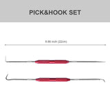 Eisen MKT011 2pcs Precision Pick Hook Set O Ring Seal Gasket Puller Remover Scribe Probe