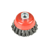 Aain AA018 3 inch Twisted Knotted Cup Brush with 5/8"-11 Threaded Arbor for Angle Grinder 2 pack