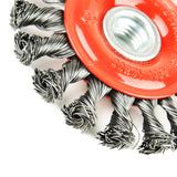 Aain AA019 2 Pack Steel Wire Wheel Brush Knotted Wire Brush 4 inch for Cleaning Rust, Stripping and Abrasive, for Drill Attachment