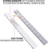 AAIN 576-Piece 0.25oz Adhesive Wheel Weights, Low-Profile & Easy-Peel - 9lbs/Box (48 Strips) for Cars/Trucks/SUVs/Motorcycles, Gray