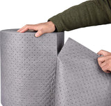 AAIN Premium Polypropylene 150' L x 15" W Absorbent Mat Roll Gray Heavy Weight Oil Absorbing Mats Universal Oil for Absorbing Oils, Water, Solvents, Coolants and More