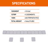 Aain (2304PCS) 1/4 oz. 0.25 oz. Adhesive Stick on Wheel Weights,4 Boxes, 9lbs/Box, 48 Strip Box, Gray, Low Profile, EasyPeel Type for Cars, Trucks, SUVs, Motorcycles