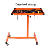 Heavy-Duty Adjustable Rolling Work Table w/Wheels & Mechanic Tray - Mobile Tool Cart for Garage/Workshop, Orange