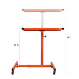 Heavy-Duty Adjustable Rolling Work Table w/Wheels & Mechanic Tray - Mobile Tool Cart for Garage/Workshop, Orange