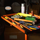 Heavy-Duty Adjustable Rolling Work Table w/Wheels & Mechanic Tray - Mobile Tool Cart for Garage/Workshop, Orange