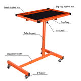 Heavy-Duty Adjustable Rolling Work Table w/Wheels & Mechanic Tray - Mobile Tool Cart for Garage/Workshop, Orange
