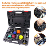 TM105 Radiator Pressure Tester Kit, Automotive Vacuum Cooling System Refill Kit, 16pcs, Made in Taiwan