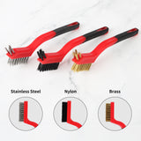 6Pcs - Nylon/Brass/Stainless Steel Bristles Curved Scratch Brush for Rust, Dirt & Paint Scrubbing with Deep Cleaning