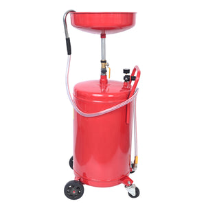 AA055 18 Gallon Portable Waste Oil Drain, Air Operated Industrial Fluid Drain Tank With Wheel, Adjustable Funnel Heigh