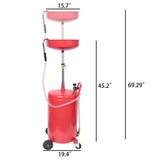 AA055 18 Gallon Portable Waste Oil Drain, Air Operated Industrial Fluid Drain Tank With Wheel, Adjustable Funnel Heigh