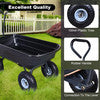 AA0782 Heavy Duty Garden Cart with 10" Pneumatic Plastic Tires, 600LB Capacity, 180° Rotating Handle & Quick Release System, Black 4 Cu.Ft Poly Dump Wagon for Yard, Outdoor, Beach, Home