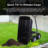 AA0782 Heavy Duty Garden Cart with 10" Pneumatic Plastic Tires, 600LB Capacity, 180° Rotating Handle & Quick Release System, Black 4 Cu.Ft Poly Dump Wagon for Yard, Outdoor, Beach, Home