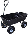 AA0782 Heavy Duty Garden Cart with 10" Pneumatic Plastic Tires, 600LB Capacity, 180° Rotating Handle & Quick Release System, Black 4 Cu.Ft Poly Dump Wagon for Yard, Outdoor, Beach, Home