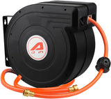 Aain Retractable Garden Hose Reel,1/2 inch × 66 ft, Heavy Duty Garden Water Hose Reel,Any Length Lock,Slow Return System,Wall Mounted,and 180°Swivel Bracket for Garden and Outdoor use.(Orange）