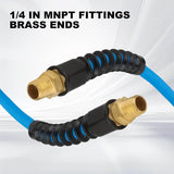 A A IN Air Hose 1/4 in x 25 ft Rubber Air Compressor Hose with Lightweight, Kink Resistant, Flexible, All-Weather Air Tool Hoses 300 PSI Air Tools Hose for Roofing and Furniture Jobs