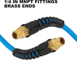 EXTREMELY FLEXIBLE Extreme all-weather flexibility (-76°F to +212°F))  Aain 1/4 air hose is very good cold weather flexibility and coils easily for storage