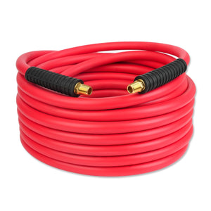 AA081 Hybrid Air Hose 3/8-Inch by 50-Feet 280 PSI, Lightweight, Kink Resistant, All-Weather Flexibility with 1/4-Inch MNPT Fittings, Bend Restrictors, Red