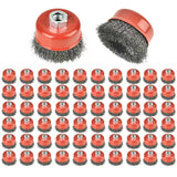Aain 60 piece  3 Inch Carbon Steel Crimped Wire Wheel Cup Brush Set for Grinders, Coarse Crimped with 5/8-Inch-11 Threaded Arbor, Max RPM 12,500, Light-Duty Conditioning for Metal, Rust Removal, Abrasives