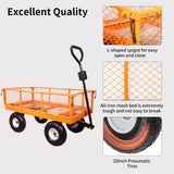 AAIN 800 lbs Metal Garden Cart, Heavy Duty Garden Wagon with Removable Steel Mesh Sides, Utility Yard Carts with 180° Rotating Handle with 10 inch Wheels, 4cu.ft Load Capacity Outdoor Wagons AA079