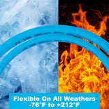 EXTREMELY FLEXIBLE Extreme all-weather flexibility (-76°F to +212°F))  Aain 1/4 air hose is very good cold weather flexibility and coils easily for storage