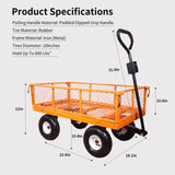 AAIN 800 lbs Metal Garden Cart, Heavy Duty Garden Wagon with Removable Steel Mesh Sides, Utility Yard Carts with 180° Rotating Handle with 10 inch Wheels, 4cu.ft Load Capacity Outdoor Wagons AA079