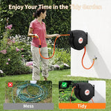 Aain Retractable Garden Hose Reel,1/2 inch × 66 ft, Heavy Duty Garden Water Hose Reel,Any Length Lock,Slow Return System,Wall Mounted,and 180°Swivel Bracket for Garden and Outdoor use.(Orange）