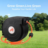 Aain Retractable Garden Hose Reel,1/2 inch × 66 ft, Heavy Duty Garden Water Hose Reel,Any Length Lock,Slow Return System,Wall Mounted,and 180°Swivel Bracket for Garden and Outdoor use.(Orange）