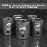 AAIN | 2 Packs | 1/2 Inch Drive Shallow Impact Socket Set, Cr-V Steel, 6-Point | 14-Piece Set | SAE 3/8" To 1-1/4"