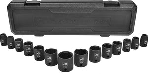 AAIN | 2 Packs | 1/2 Inch Drive Shallow Impact Socket Set, Cr-V Steel, 6-Point | 14-Piece Set | SAE 3/8" To 1-1/4"