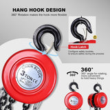 AAIN Chain Hoist ton, Manual Chain Hoist Accurate and Safe Operation, high-Quality Alloy Steel, feet Chain Length, Suitable for Industrial use, Chain, Chain Link, Electric Chain Hoist. (3T3M/10FT)