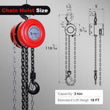 AAIN Chain Hoist ton, Manual Chain Hoist Accurate and Safe Operation, high-Quality Alloy Steel, feet Chain Length, Suitable for Industrial use, Chain, Chain Link, Electric Chain Hoist. (3T3M/10FT)