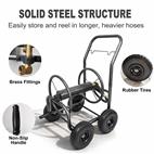 AAIN AA110 Garden Hose Reel Cart, Heavy Duty Metal Hose Reel Holds Up to 300 ft of 5/8" Hose, 4 Wheel Garden Hose Cart for Outdoor Yard Lawn Farm