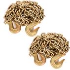 AAIN Ei022A2 Transport Binder Chain 2 Pack 5/16IN * 10FT | 4,900 LBS Working Load Capacity| G80 Tow Chain with G70 Grab Hooks |Heavy Duty for Transporting, Towing, Tie Down Binding