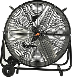 Aain AA011 24-Inch High Velocity Industrial Drum Fan, 7500 CFM Air Circulator for Warehouse, Garage, Workshop and Barn Use,Two-Speed, Black