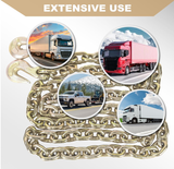 AAIN EI022 G80 Heavy Duty Transport Chain 5/16 Inch x 10 Feet, Load Binder Tow Lock Chains with G70 Clevis Grab Hooks, 4,900 lbs Safe Working Load for Loading Tie Down Fixed Cargo Flatbed Truck Trailer