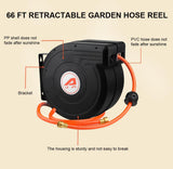 Aain Retractable Garden Hose Reel,1/2 inch × 66 ft, Heavy Duty Garden Water Hose Reel,Any Length Lock,Slow Return System,Wall Mounted,and 180°Swivel Bracket for Garden and Outdoor use.(Orange）