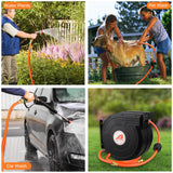 Aain Retractable Garden Hose Reel,1/2 inch × 66 ft, Heavy Duty Garden Water Hose Reel,Any Length Lock,Slow Return System,Wall Mounted,and 180°Swivel Bracket for Garden and Outdoor use.(Orange）