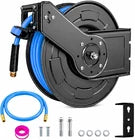 AAIN Retractable Air Hose Reel With 1/2" Inch x 50' Ft, Heavy Duty Steel Hose Reels, Auto Rewind Pneumatic,Industrial Grade Rubber Hose Wall Mount, PN040