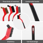 A A IN 6-Pack Wire Brush Set Nylon/Brass/Stainless Steel Bristles with Curved Handle Grip Scratch Brushes for Deep Cleaning and Rust Removing Small Cleaning Brushes-7 Inches (Red)