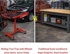 LT018-red Mechanics Rolling Work Table with Drawers 220 lbs Adjustable Mobile Tray Table for Shop, Garage, DIY Tool Tray Cable with Wheels