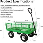 AAIN AA0912 600 lbs Heavy Duty Metal Garden Cart, Pull able Yard Wagon with Removable Mesh Sides, 180° Rotating Handle & 10" Wheels, Green